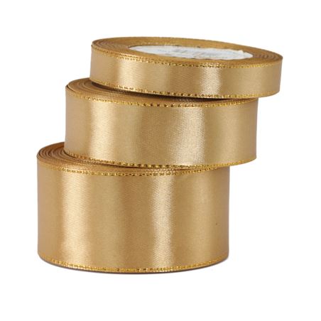 Wstążka satynowa złote pasy, 38mm/18mb, złota