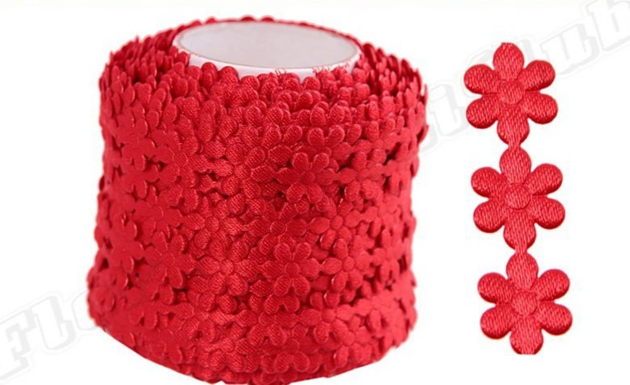 Aplikacje kwiatek pełny mały czerwony 1mb