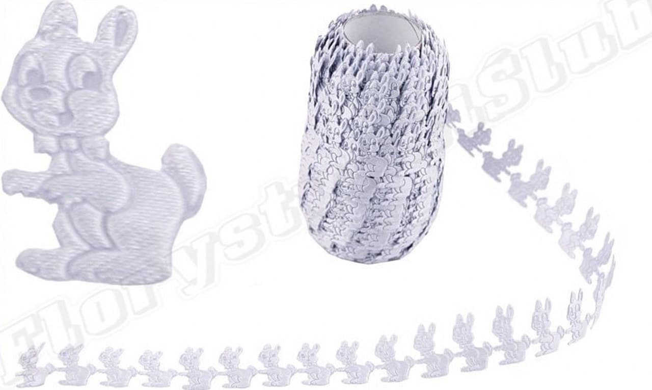 Aplikacje zajączek 1,5x2,5cm/65szt,1mb, srebrny