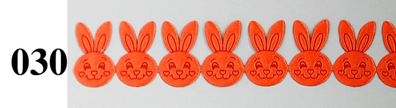 Aplikacje głowa zająca 1,7x2,7cm/29szt, pomarańcz