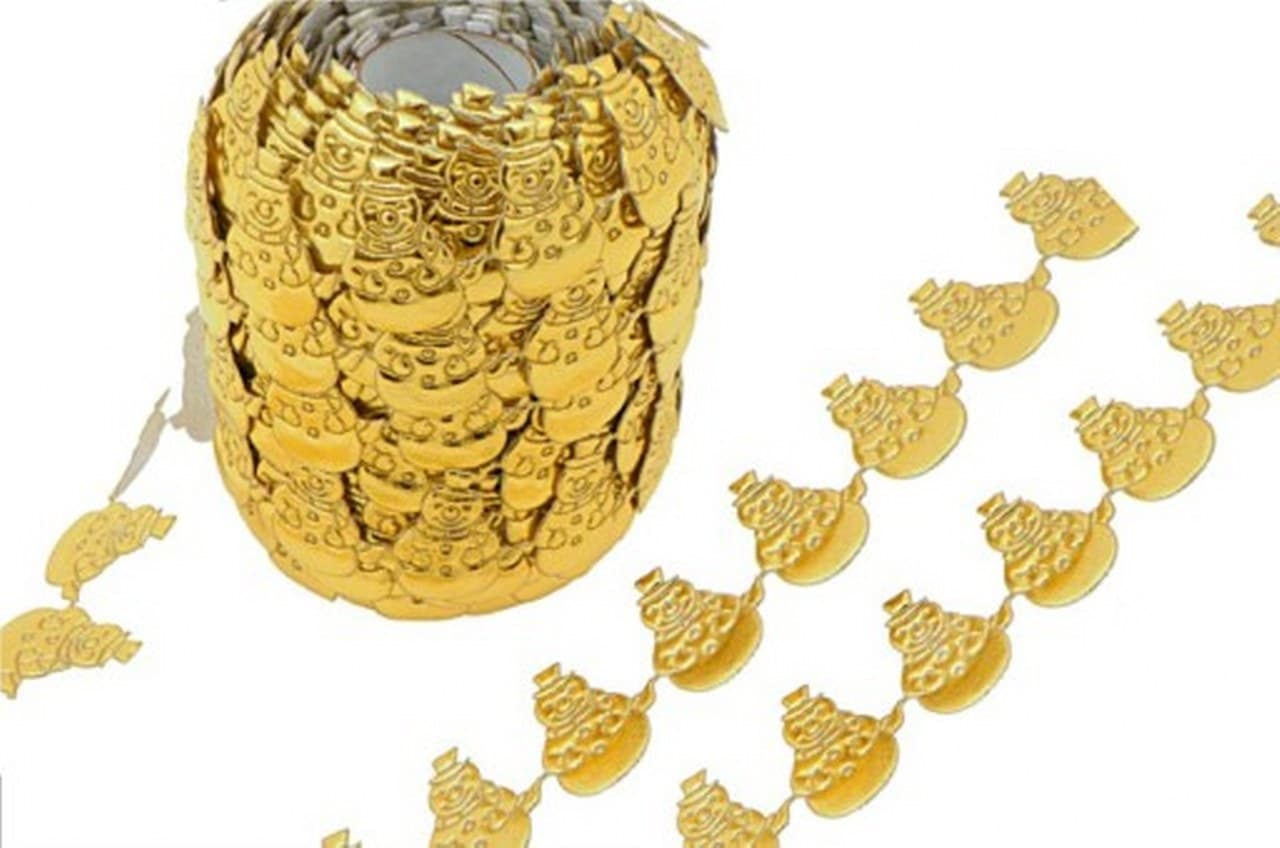 Aplikacje bałwanek 1m/40szt. 2x3cm złote