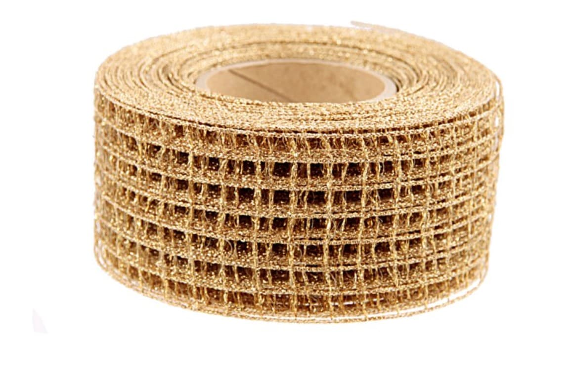 Wstążka siatkowa metalizowana 5cm/10mb złota