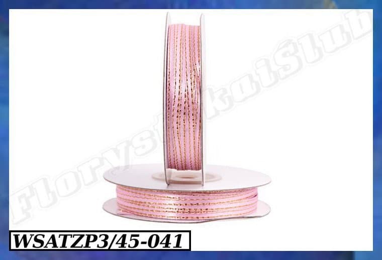 Wstążka satynowa ZP 3mm/45mb jasnoróżowa