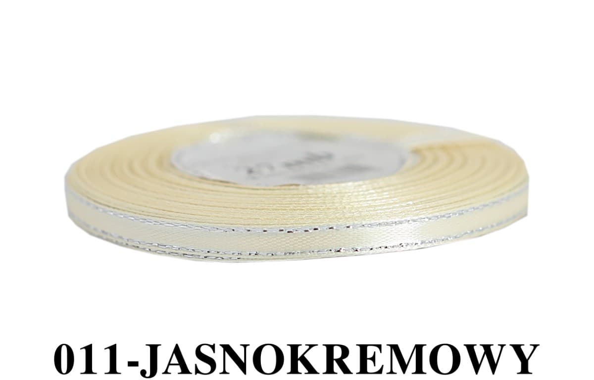 Wstążka satynowa SP 6mm/27mb, jasnokremowa