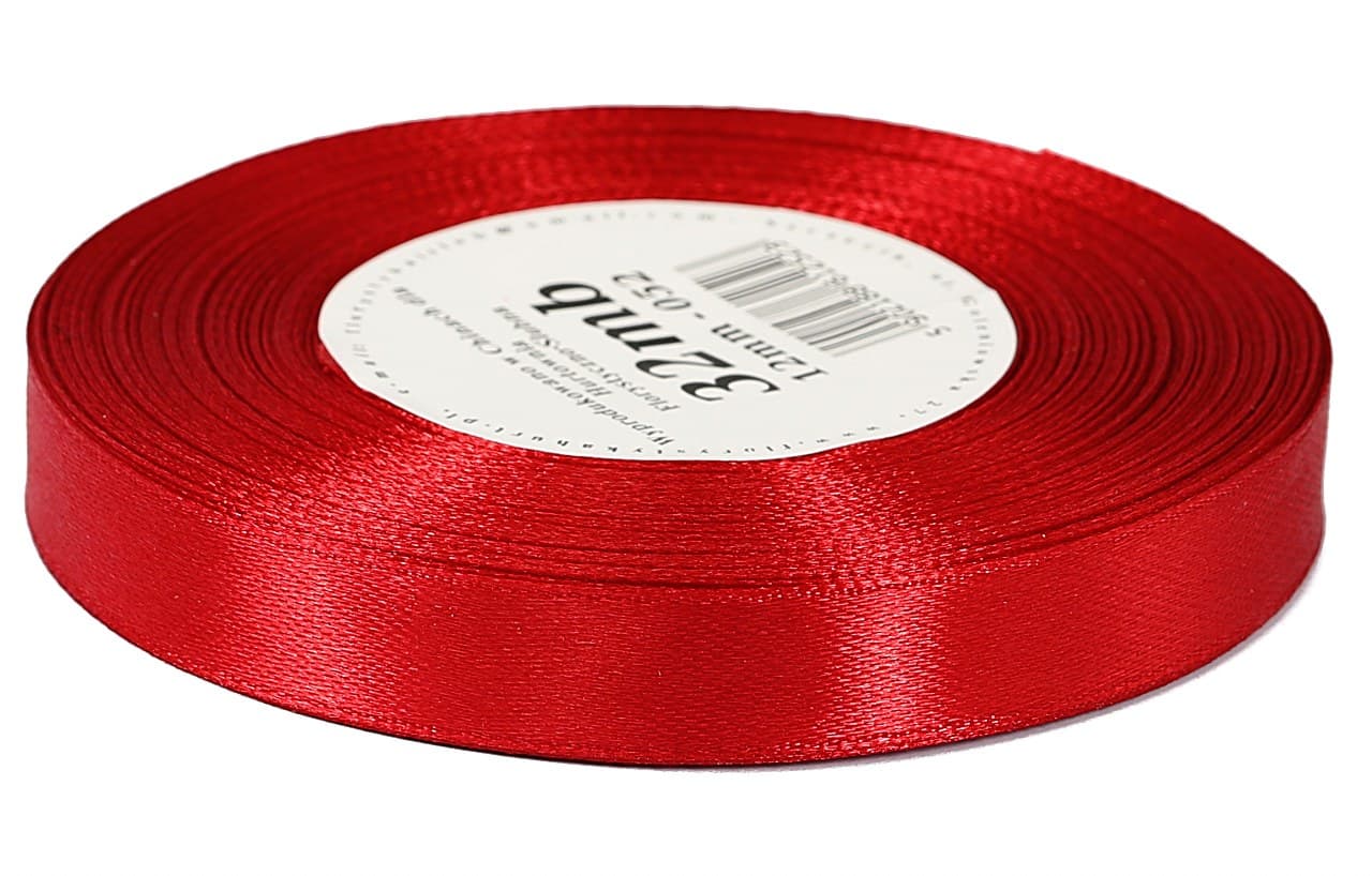 Wstążka satynowa 12mm/32mb, ciemnoczerwona