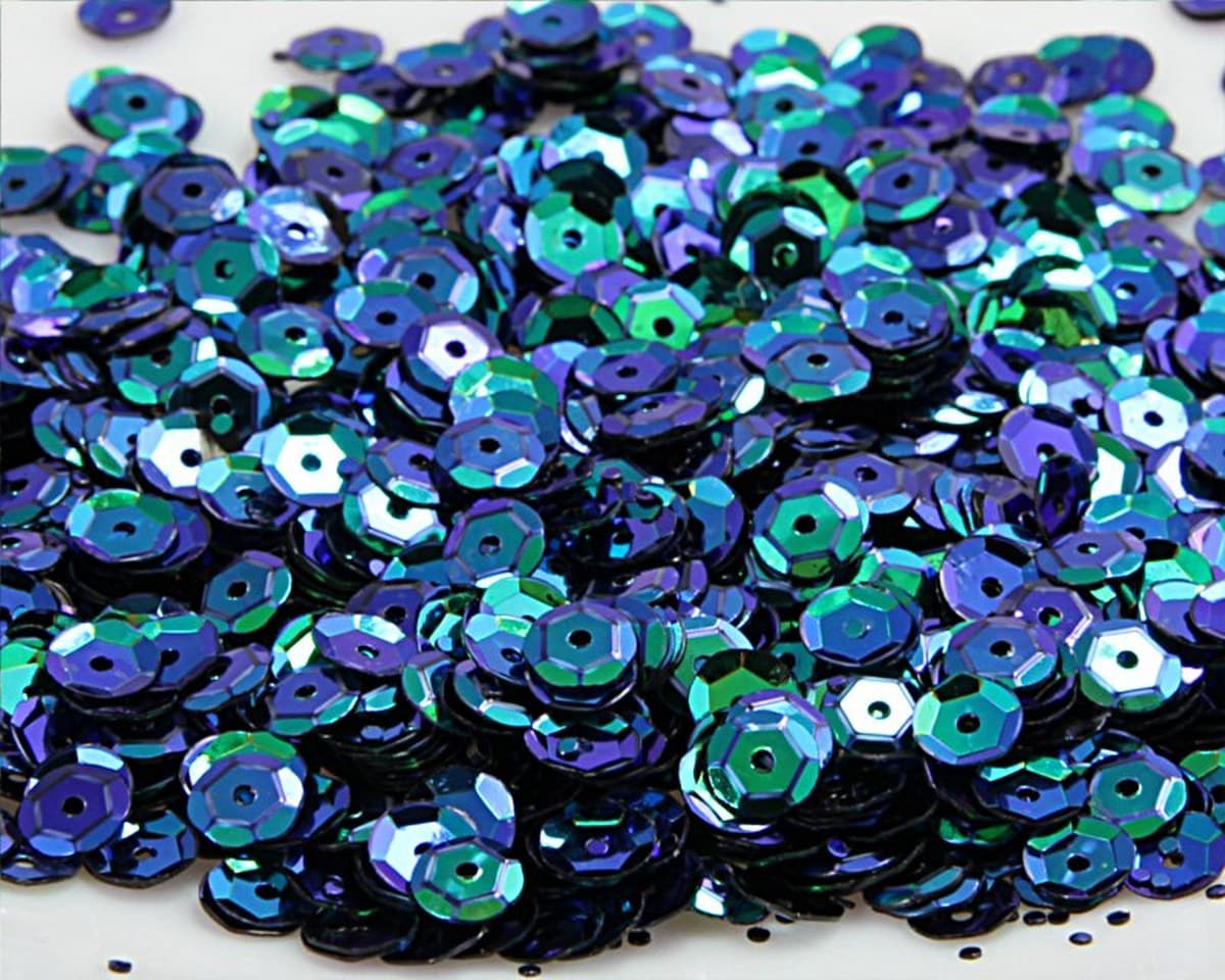 Cekiny 6mm/15gram zielony/niebieski mieniący