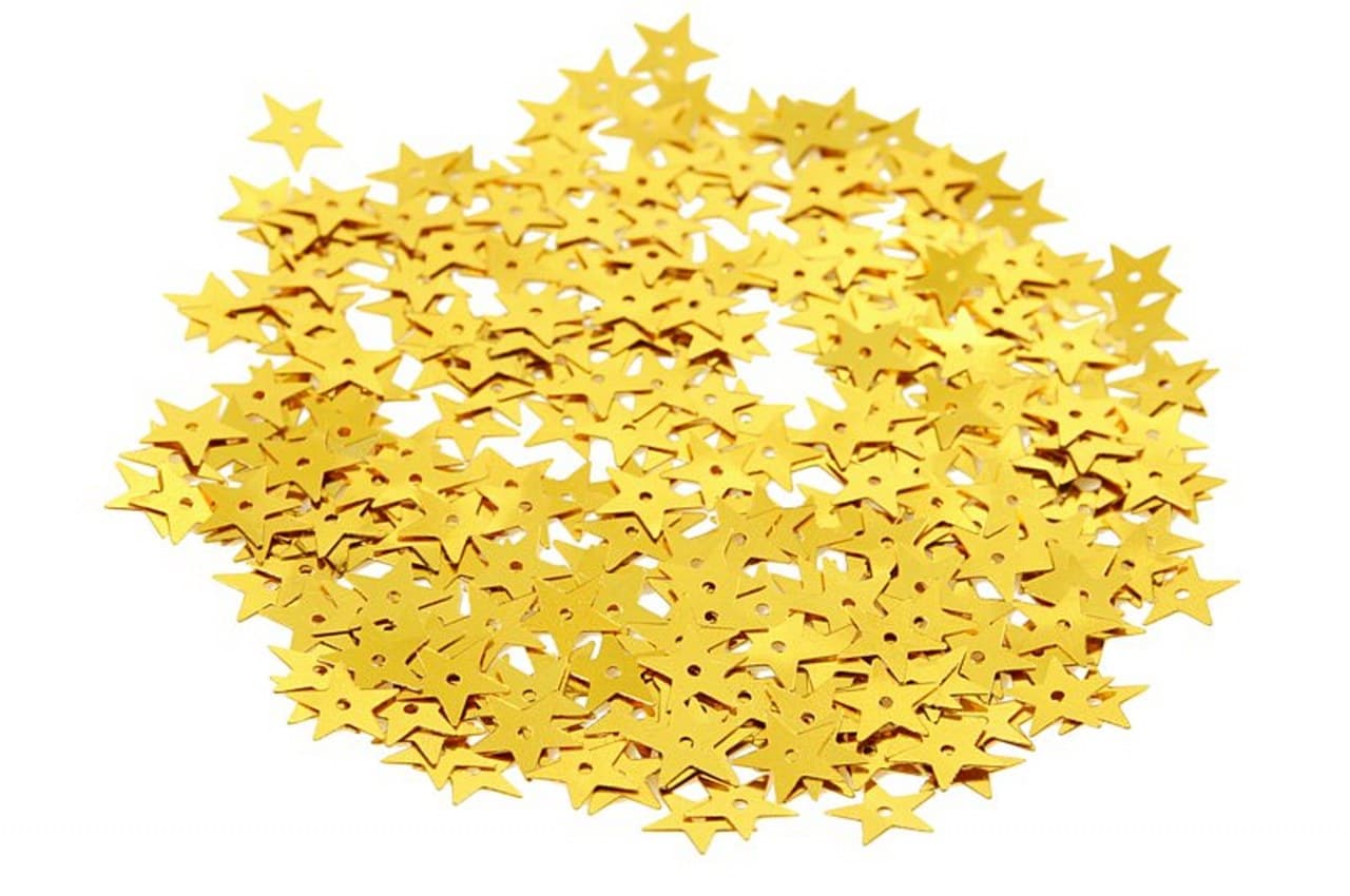 Cekiny gwiazdki średnie 10mm/5gram złote