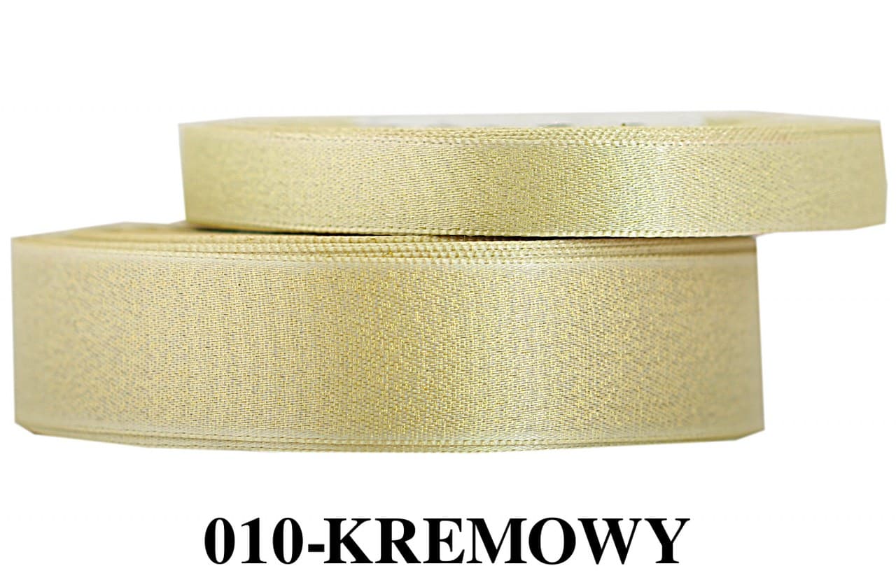 Wstążka satynowa z brokatem 25mm/22mb, kremowa