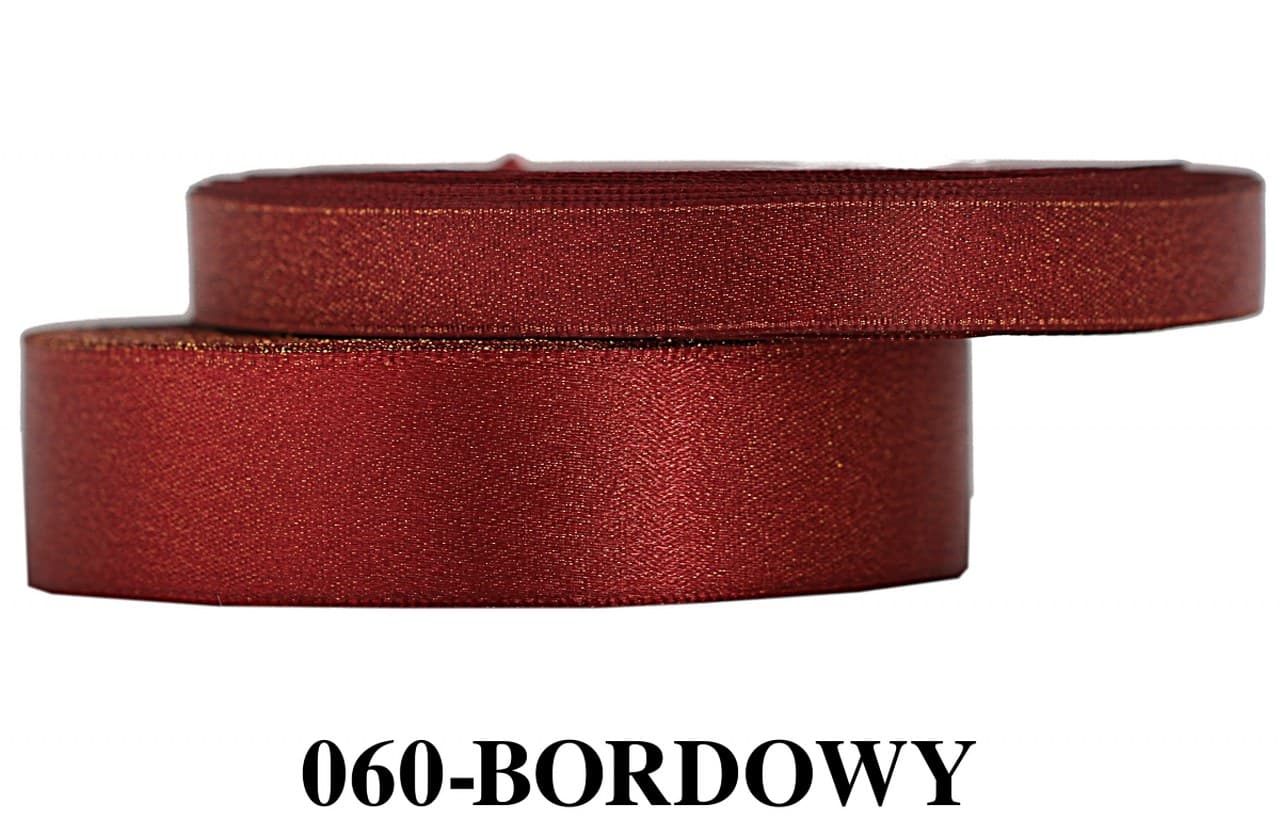 Wstążka satynowa z brokatem 25mm/22mb, bordowa