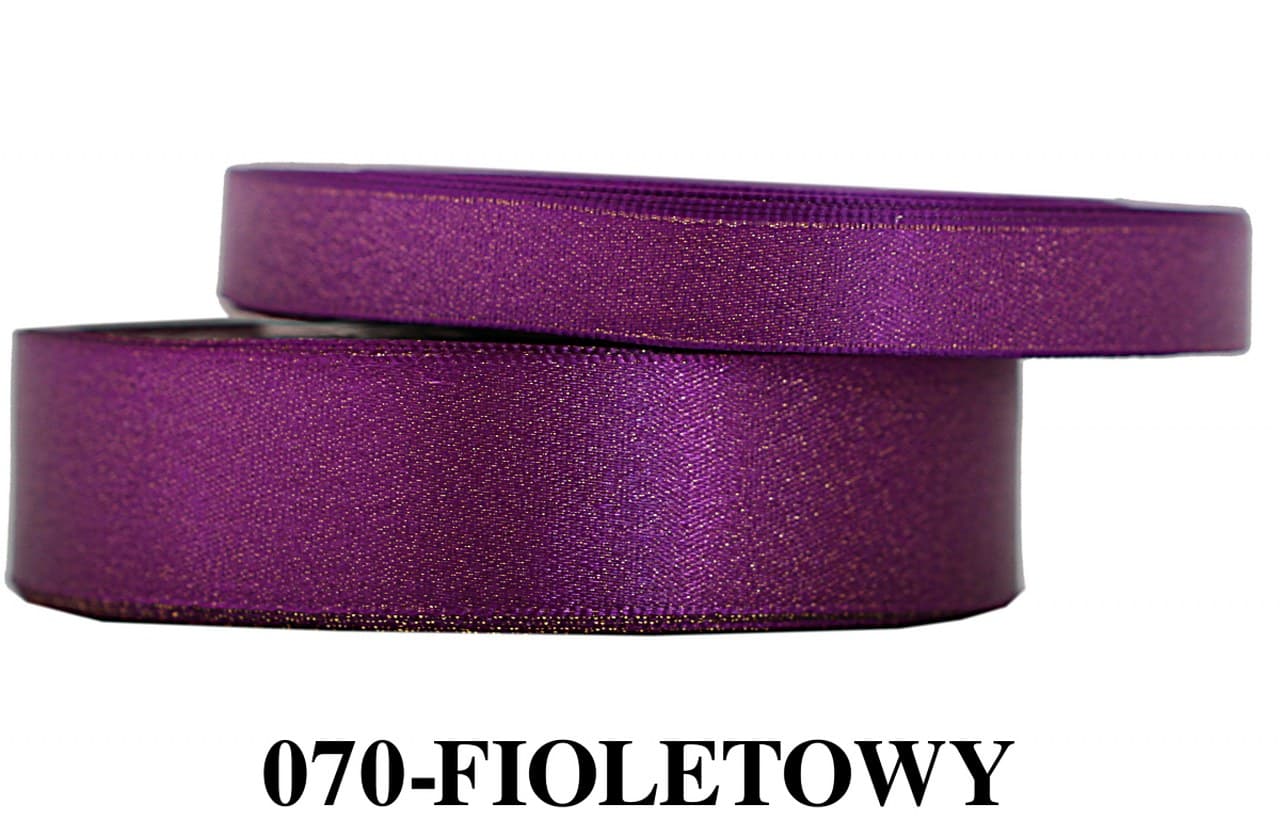 Wstążka satynowa z brokatem 25mm/22mb, fioletowa