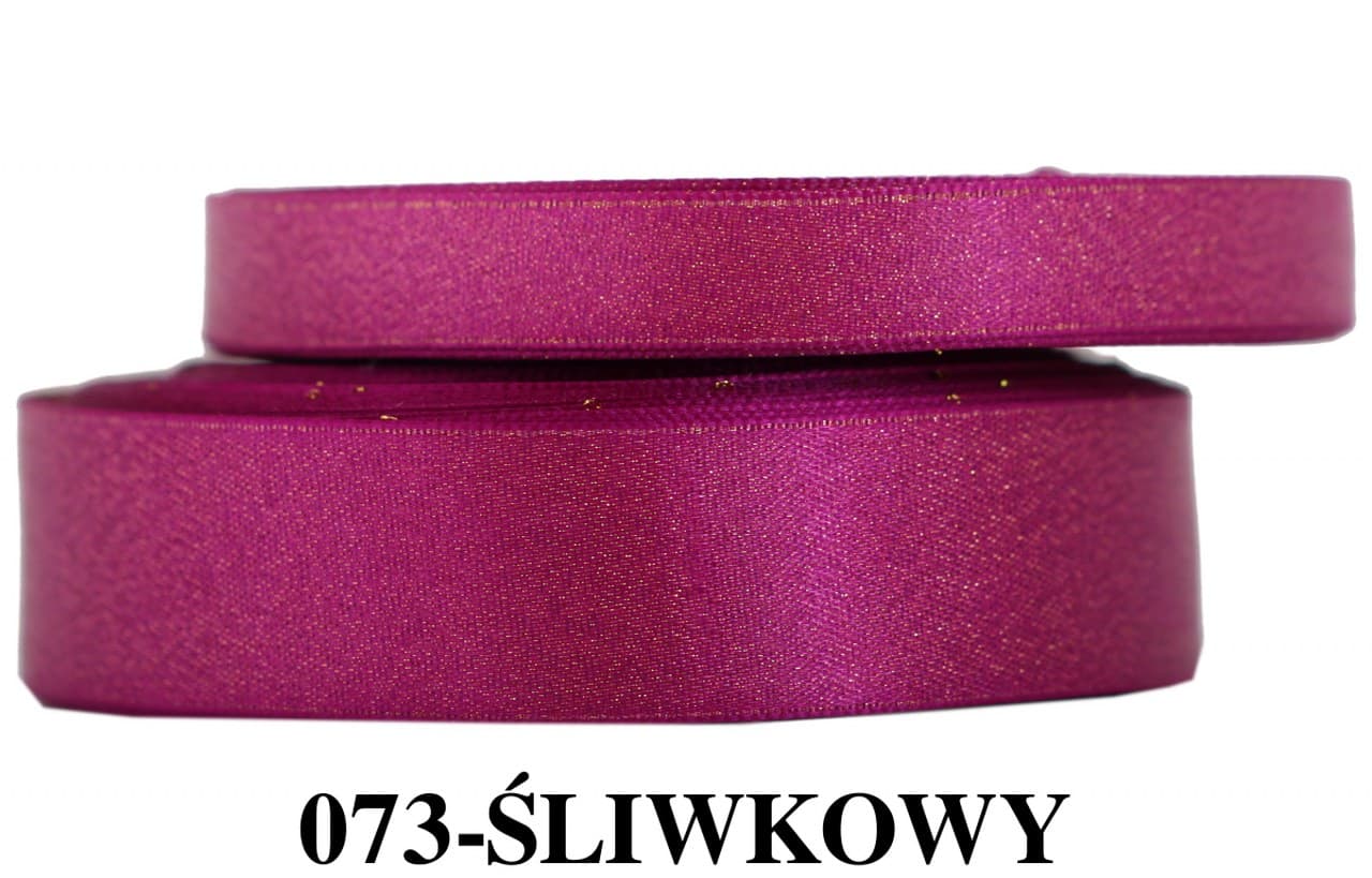 Wstążka satynowa z brokatem 25mm/22mb, śliwkowa