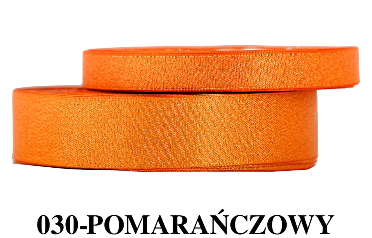 Wstążka satynowa z brokatem 12mm/22mb pomarańczowa