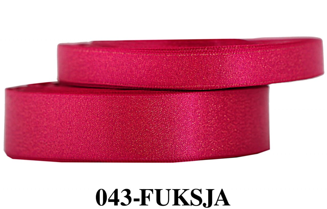 Wstążka satynowa z brokatem 12mm/22mb, fuksja
