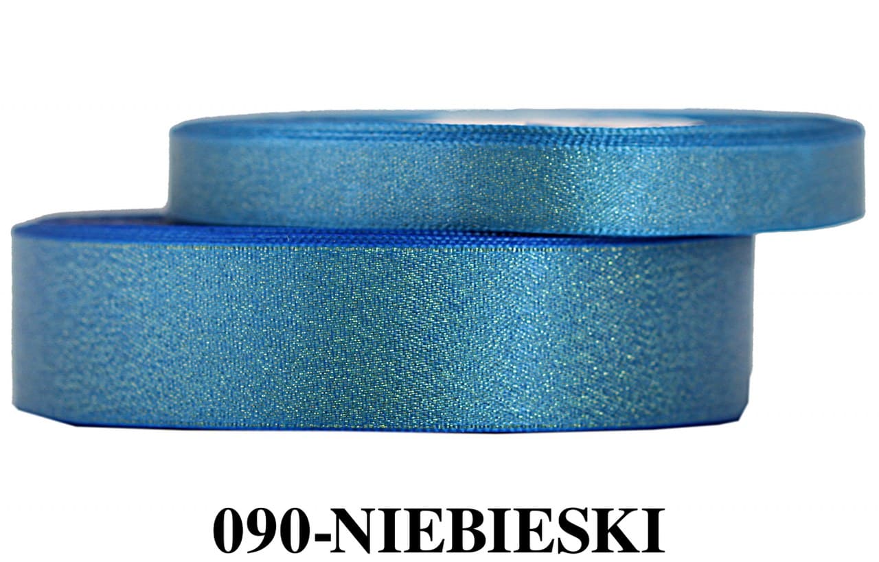 Wstążka satynowa z brokatem 12mm/22mb, niebieska