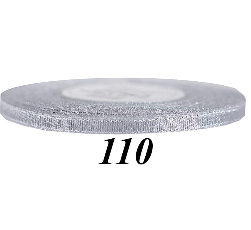 Wstążka brokatowa 6mm/27mb, srebrna