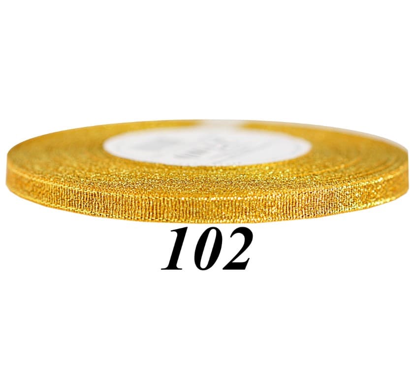 Wstążka brokatowa 6mm/27mb, stare złoto