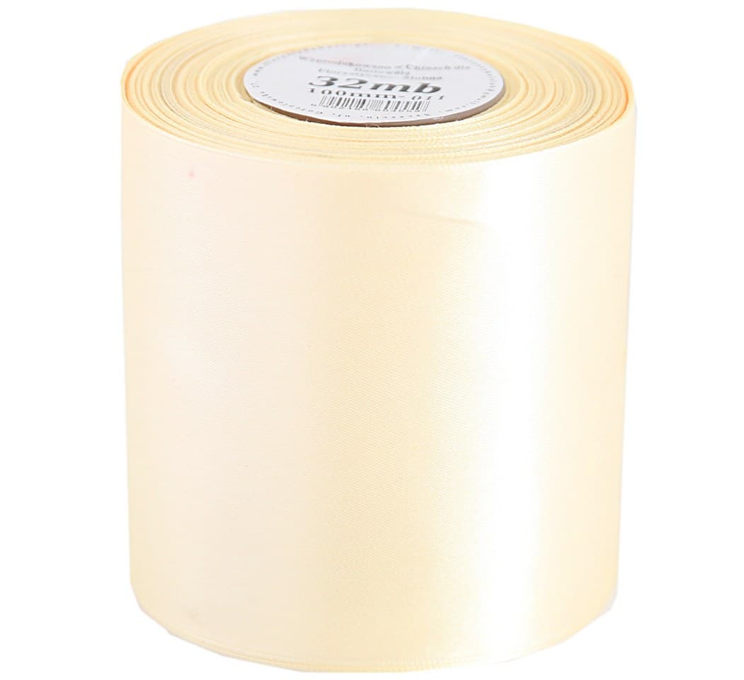 Wstążka satynowa szer. 10cm/32mb, jasnokremowa