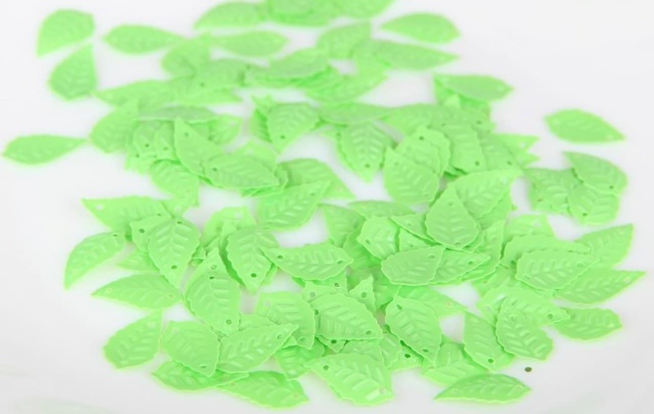 Cekiny liscie małe 8x13mm/5gram seledynowe