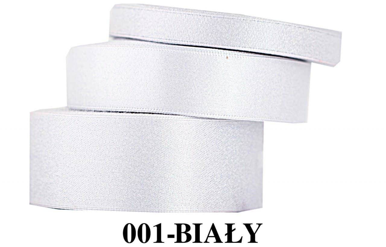 Wstążka satynowa z brokatem 12mm/22mb, biała