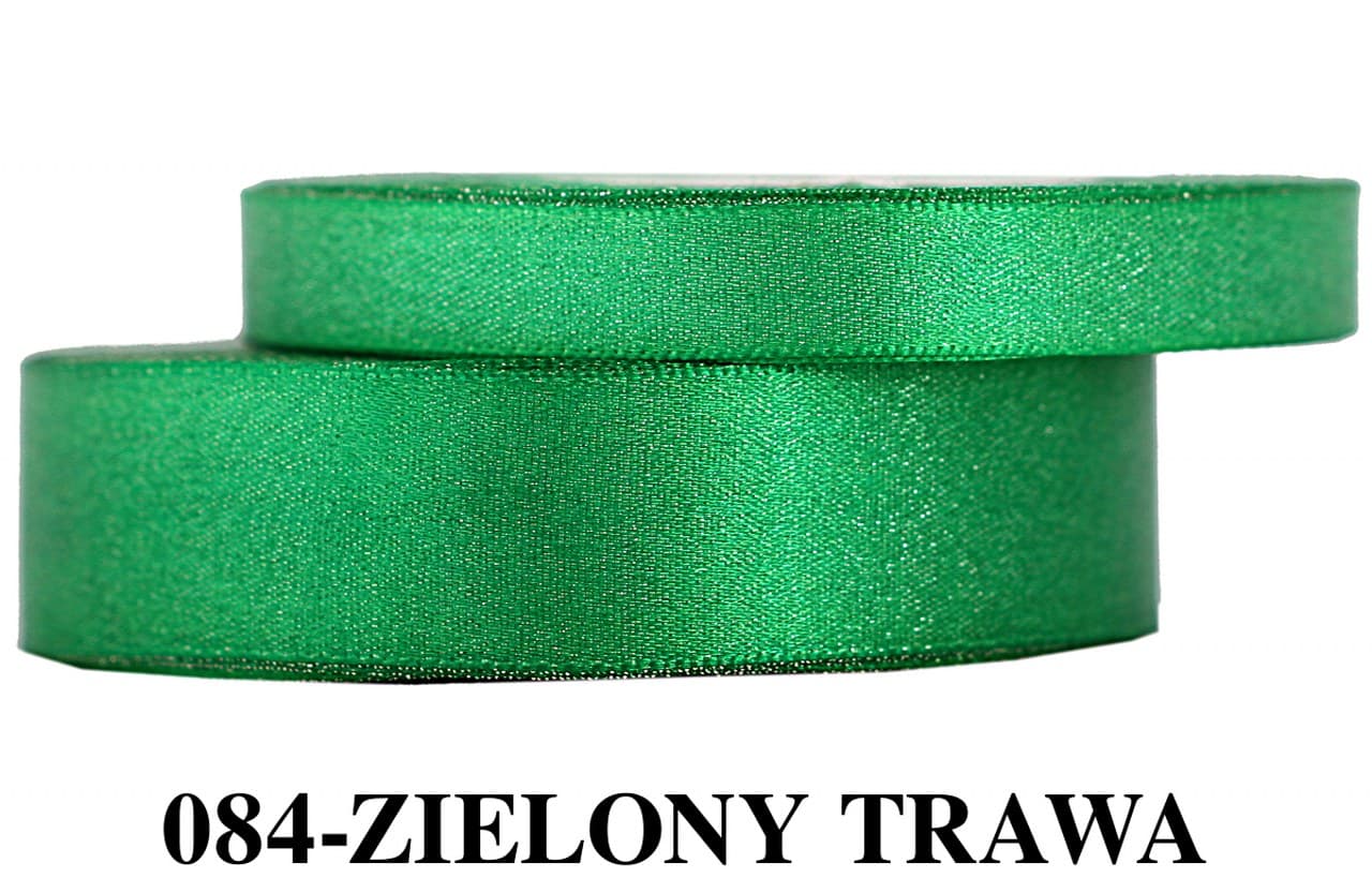 Wstążka satynowa z brokatem 25mm/22m zielona trawa