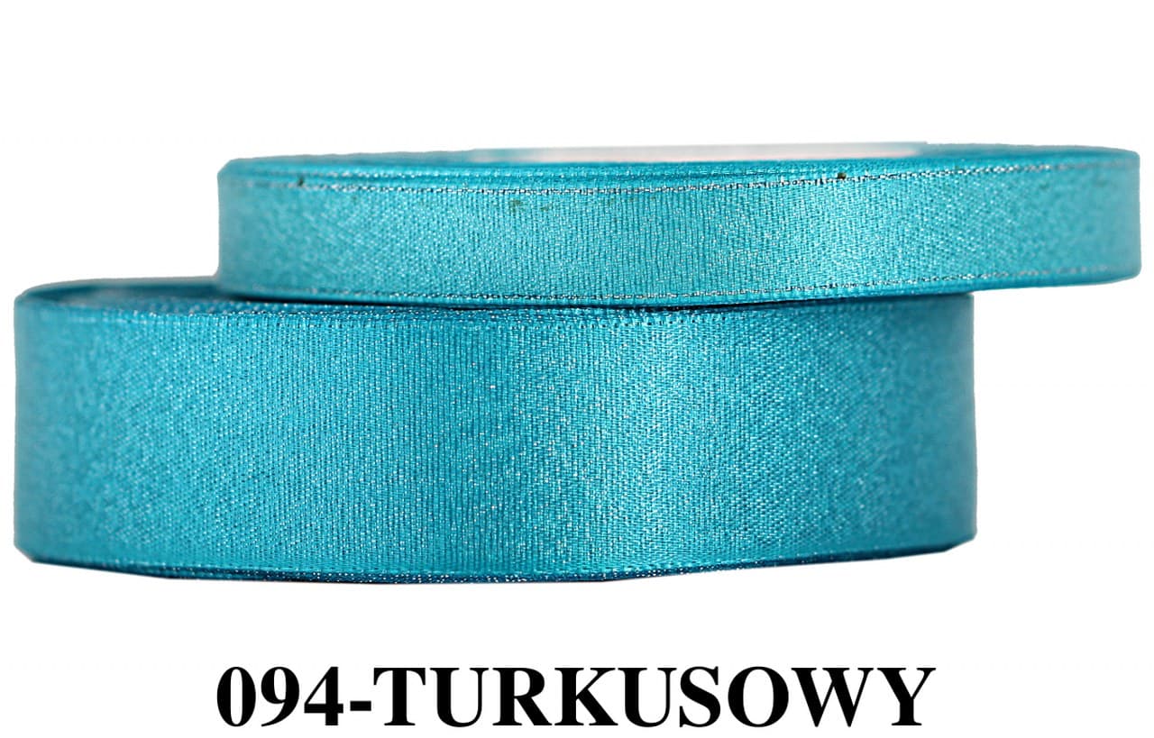 Wstążka satynowa z brokatem 25mm/22mb, turkusowa