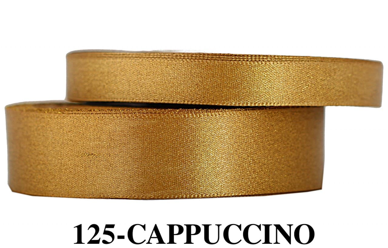 Wstążka satynowa z brokatem 25mm/22mb, cappuccino