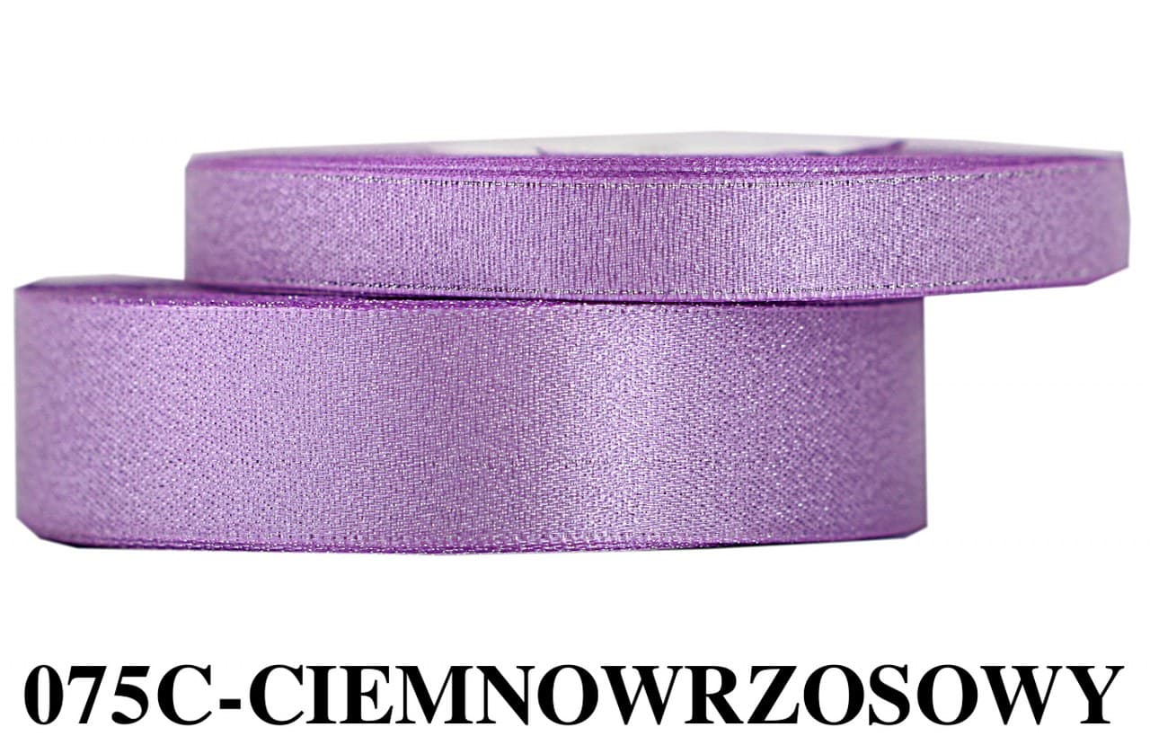 Wstążka satynowa z brokatem 12mm/22mb, c.wrzosowa