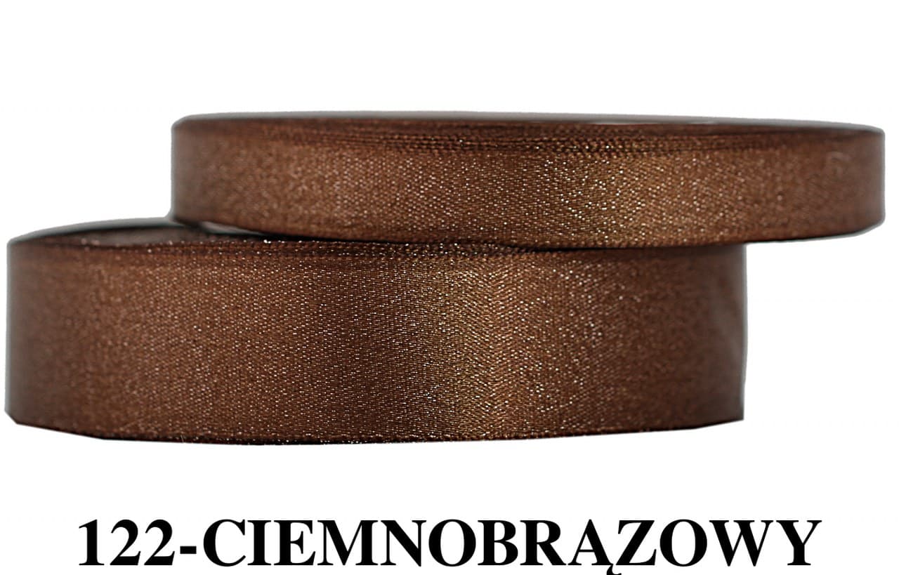 Wstążka satynowa z brokatem 12mm/22mb, c.brązowa