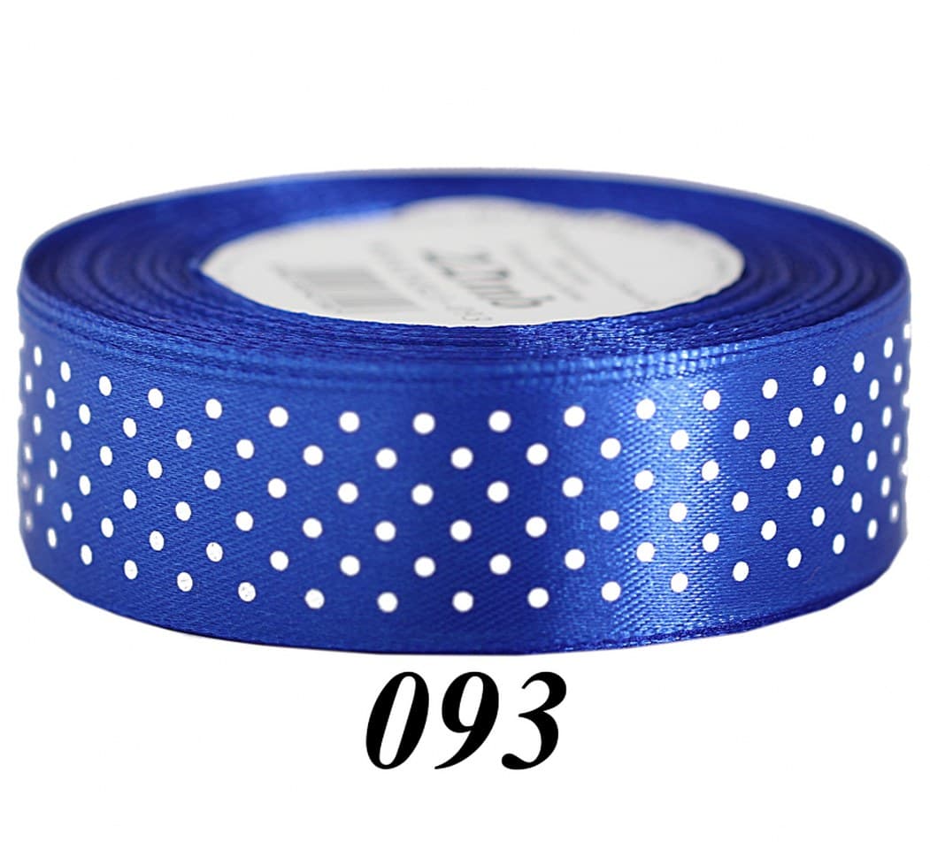 Wstążka satynowa w kropki 25mm/22mb, chabrowa