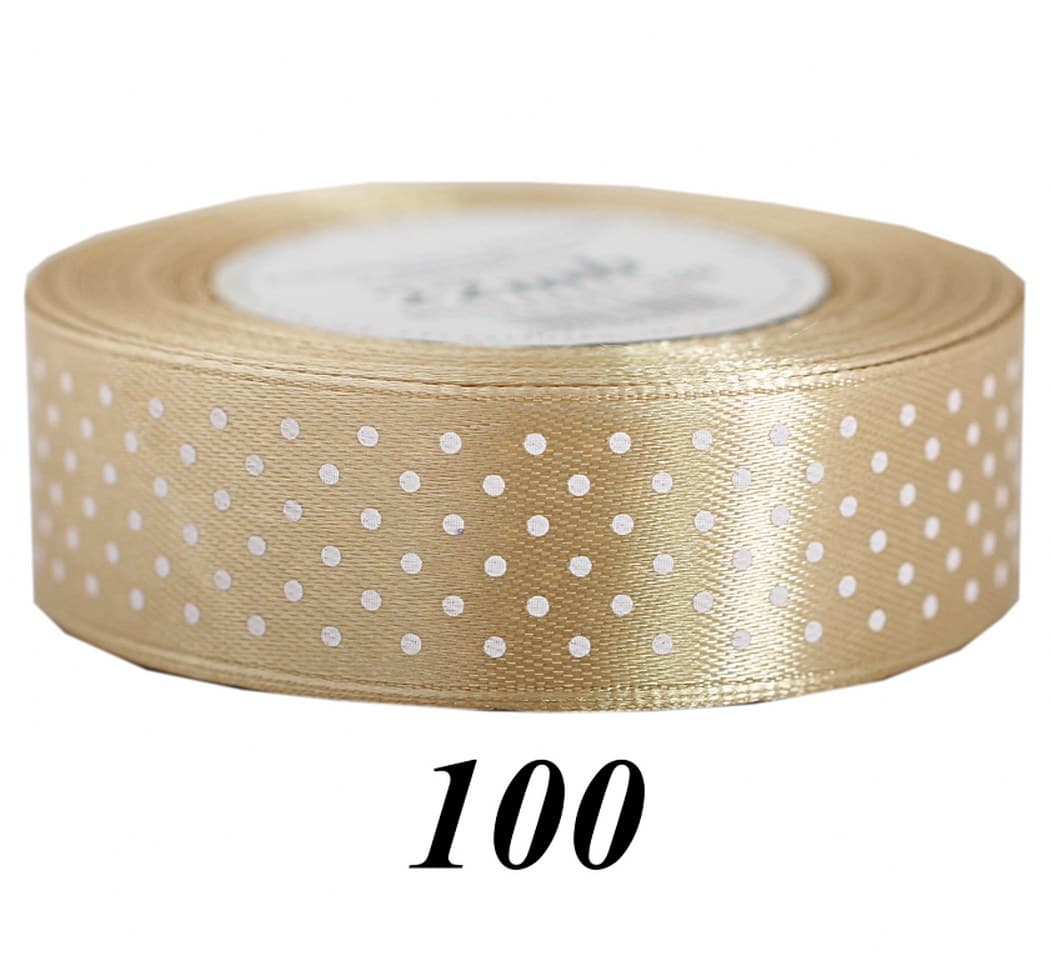 Wstążka satynowa w kropki 25mm/22mb, złota