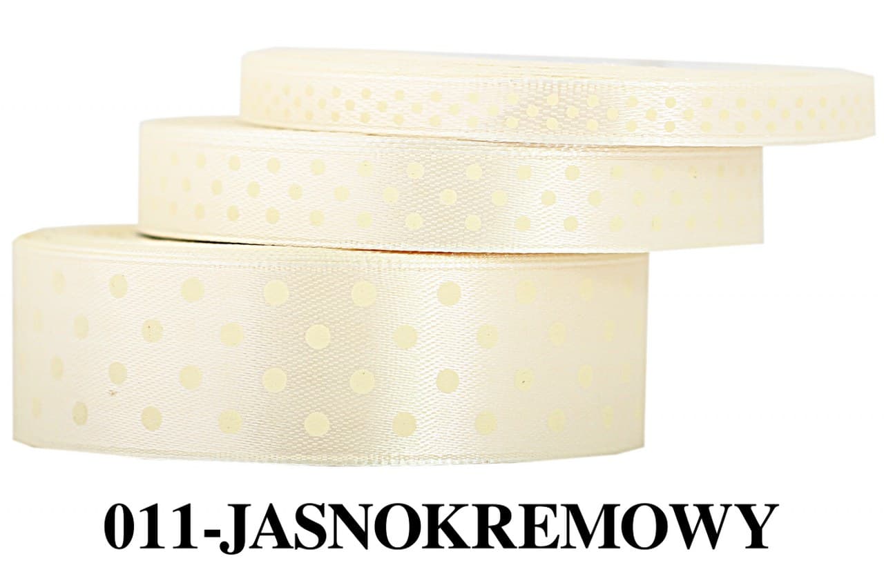 Wstążka satynowa w kropki kremowe, 12mm/22mb 