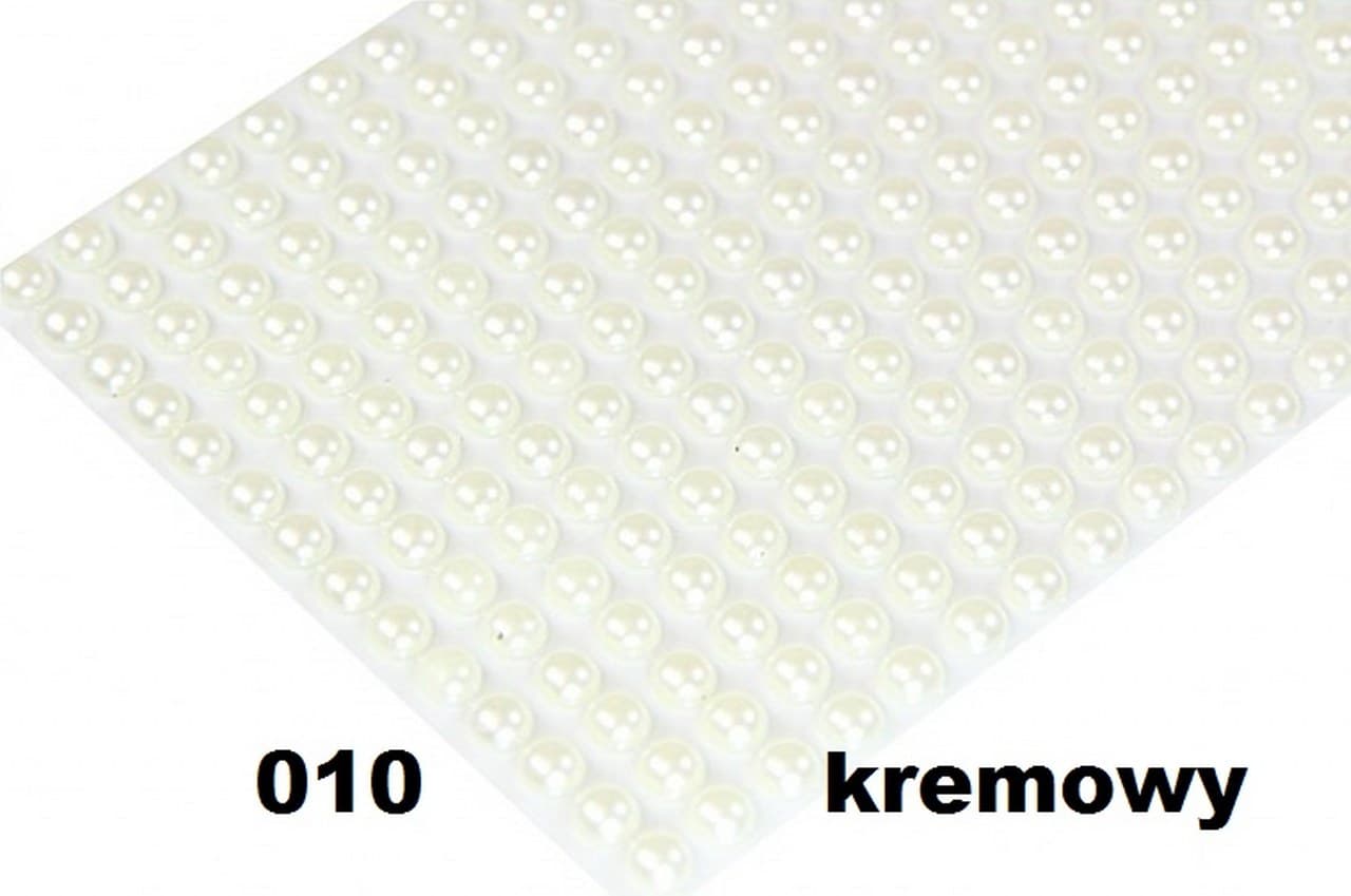 Dżety samoprzylepne perełki 6mm/252szt, kremowe
