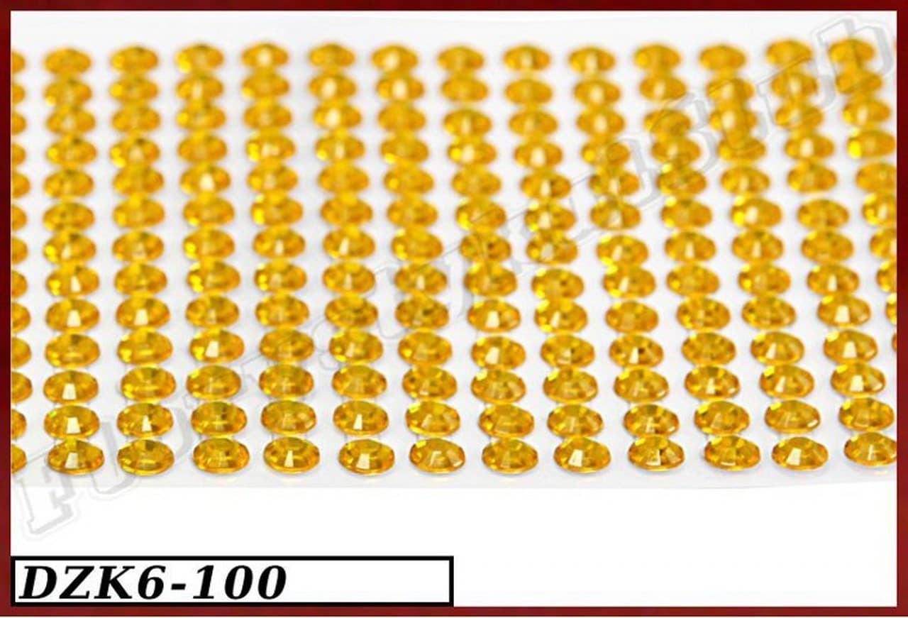 Dżety samoprzylepne kryształki 6mm/260szt złote