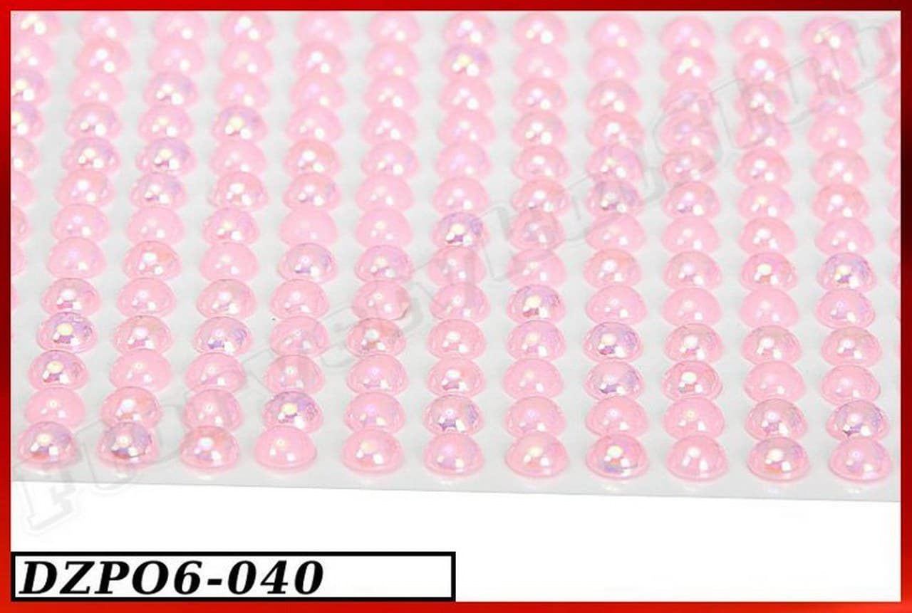 Dżety samoprzylepne perełki opal 6mm/247szt, róż