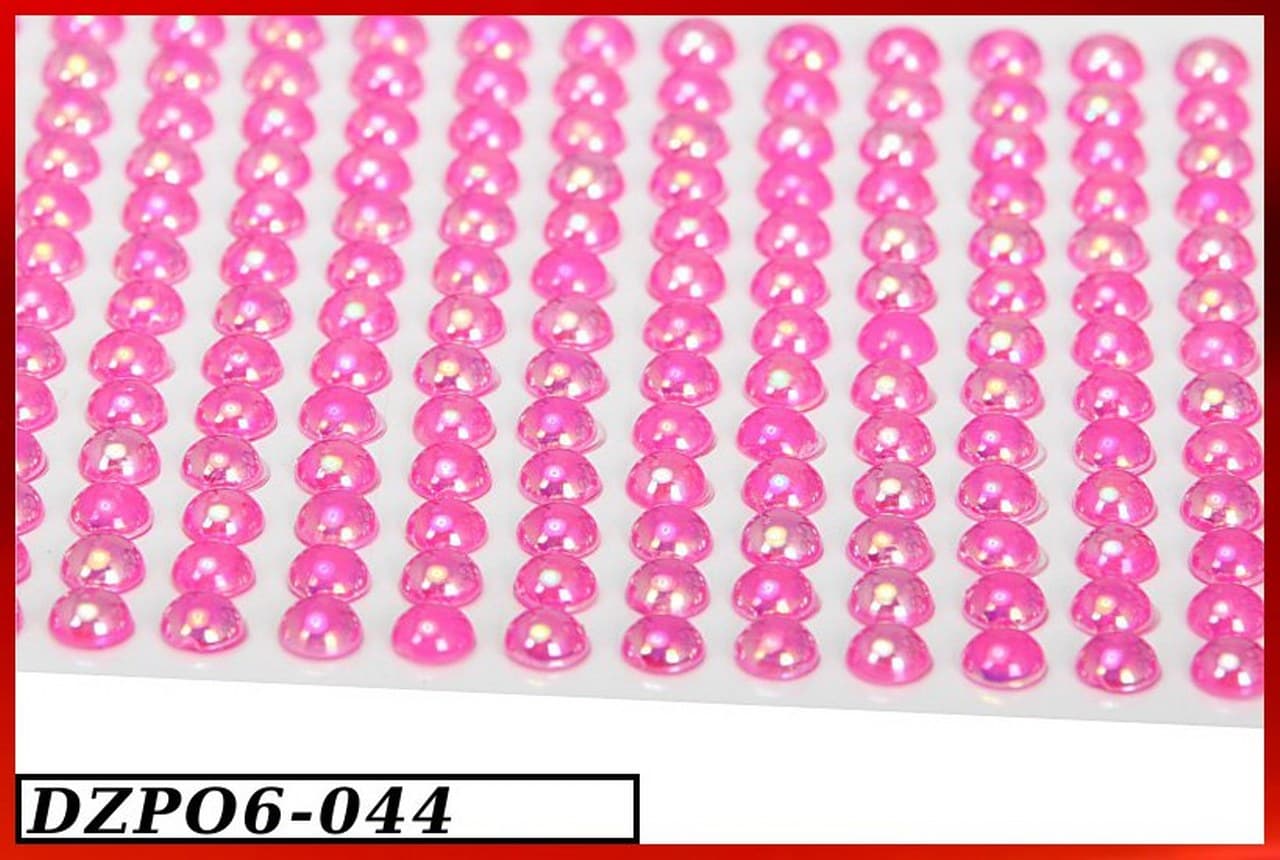 Dżety samoprzylepne perły opal 6mm/247szt, amarant