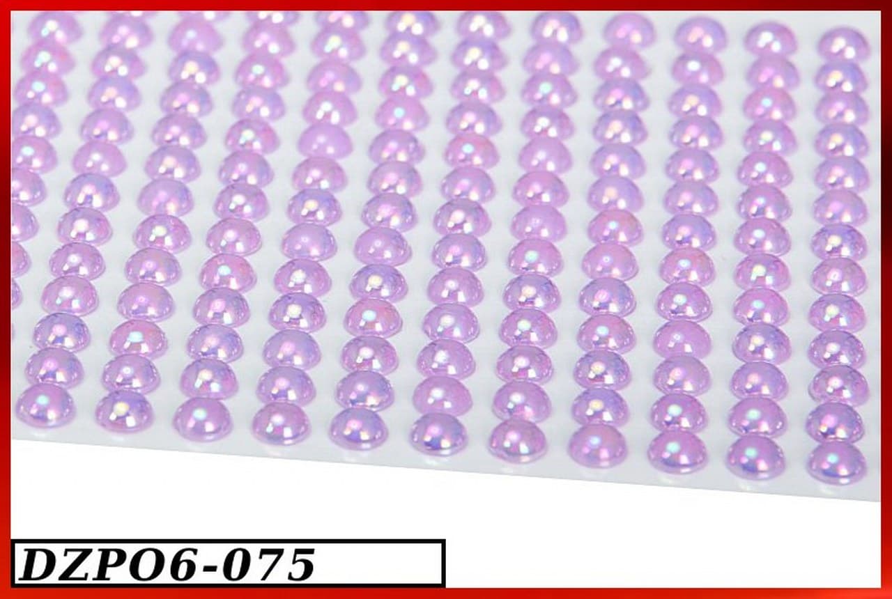Dżety samoprzylepne perełki opal 6mm/247szt, wrzos