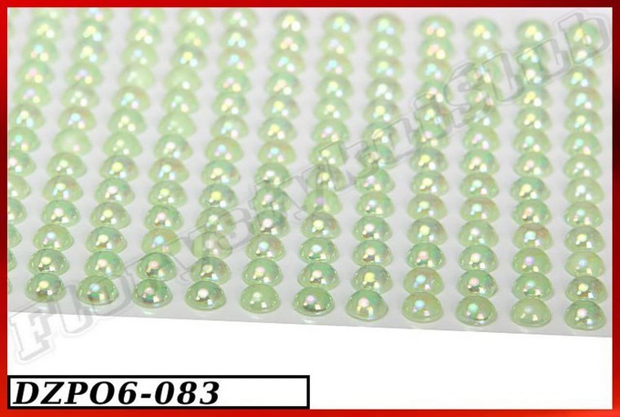 Dżety samoprzylepne perły opal 6mm/247szt, seledyn