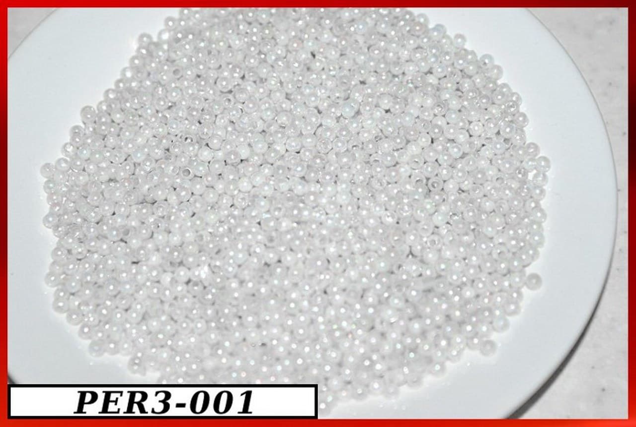 Koraliki, perełki z dziurką, śr.3mm/25g, białe
