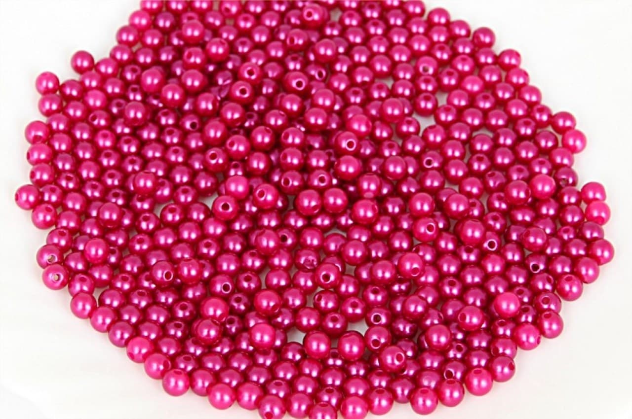 Koraliki perełki z dziurką, śr.3mm/25g, amarantowe