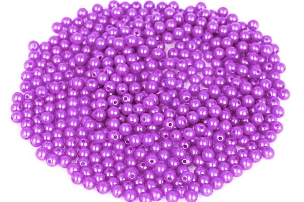 Koraliki perełki z dziurką, śr.3mm/25g, wrzosowe