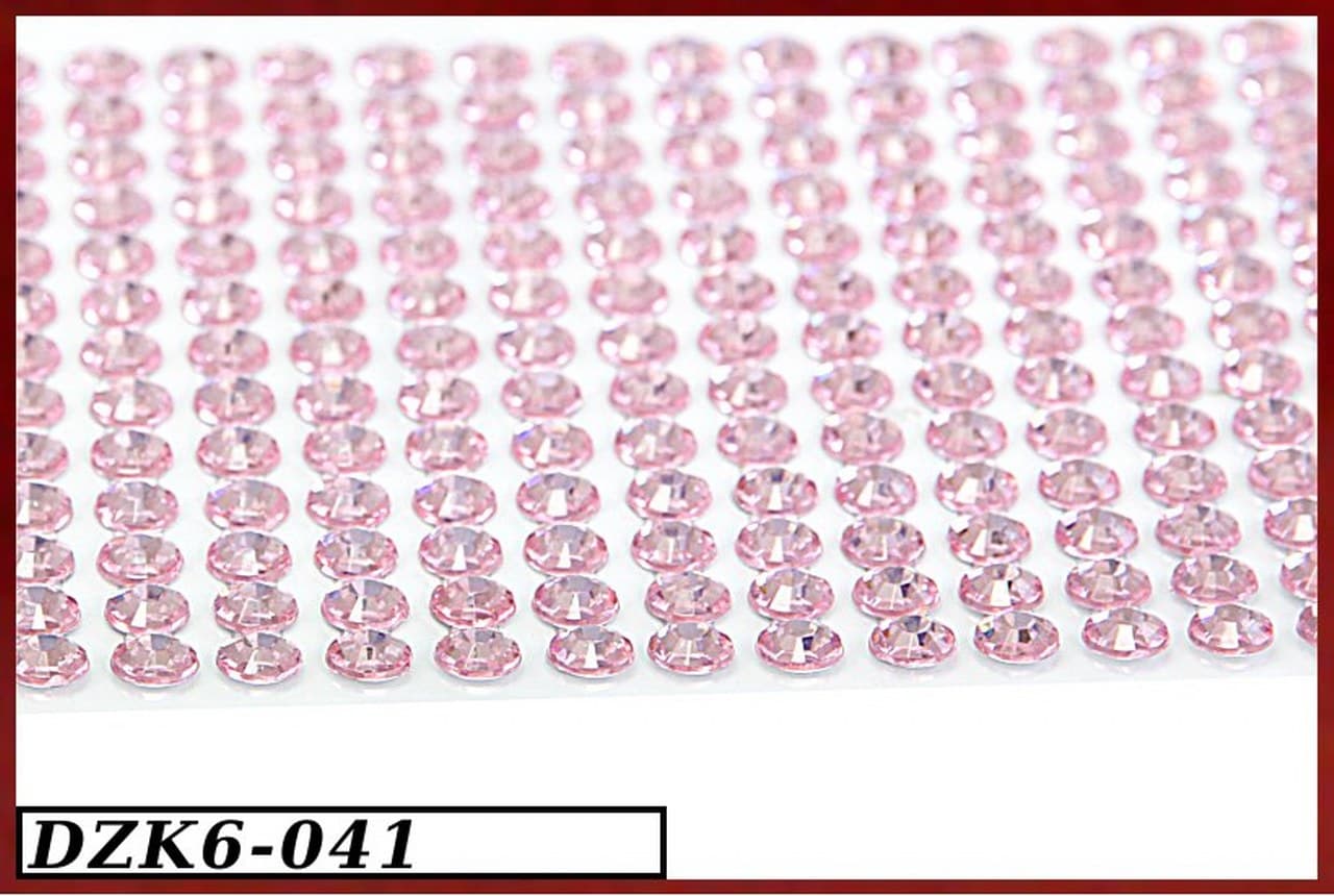 Dżety samoprzylepne kryształki 6mm/260szt j.róż