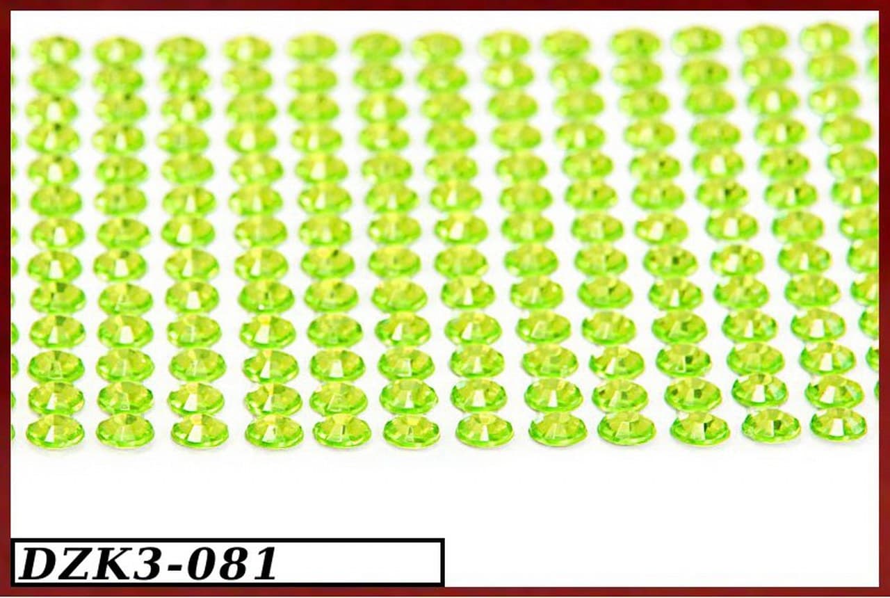 Dżety samoprzylepne kryształki 3mm/806szt j. zielo
