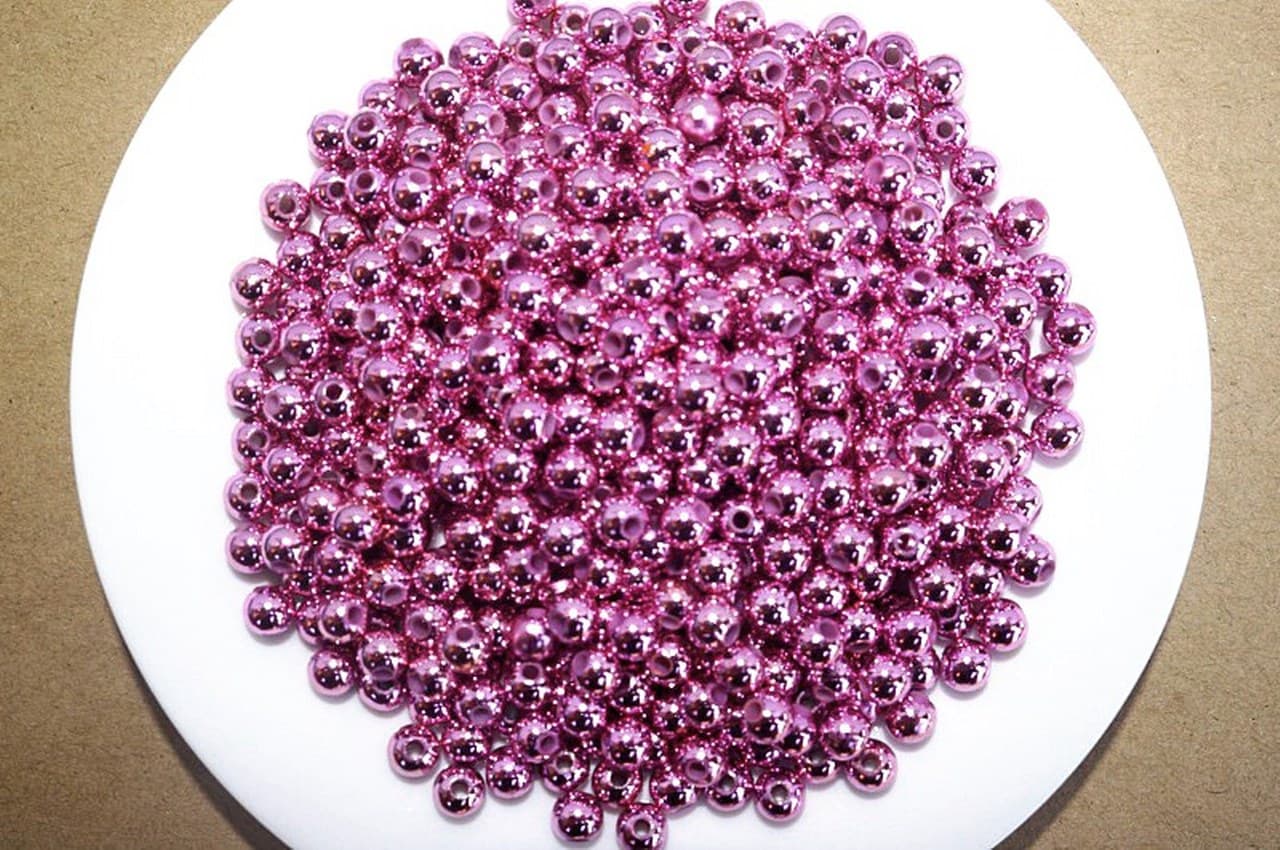 Perełki metalizowane, śr. 6mm/50g, różowe