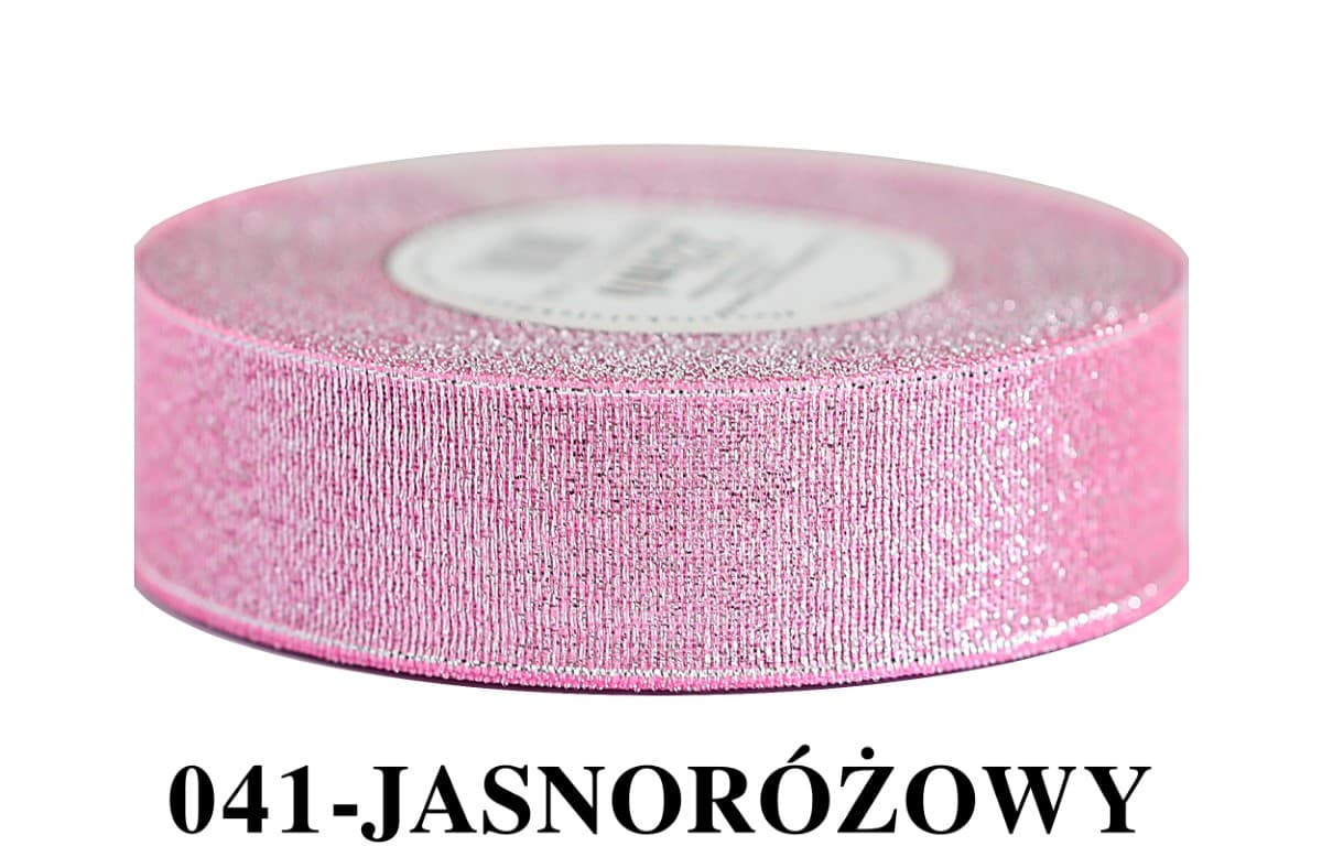 Wstążka brokatowa 25mm/22mb, jasnoróżowa