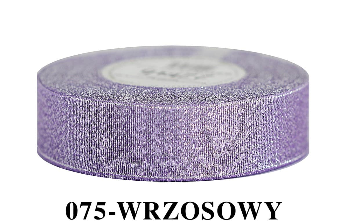 Wstążka brokatowa 25mm/22mb, wrzosowa