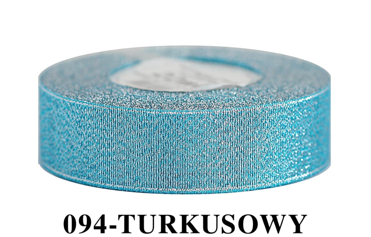 Wstążka brokatowa 25mm/22mb, turkusowa