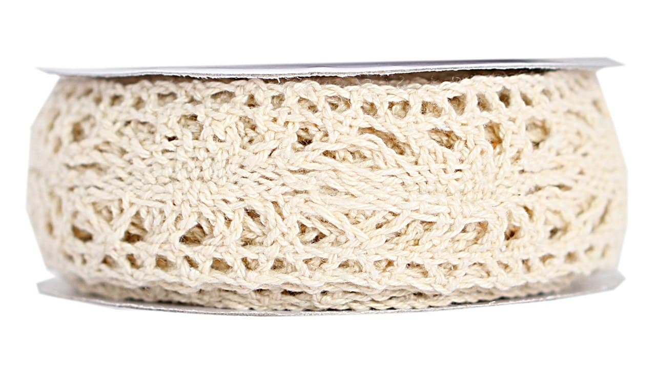 Wstążka materiałowa koronka 2cm/5y, kremowa