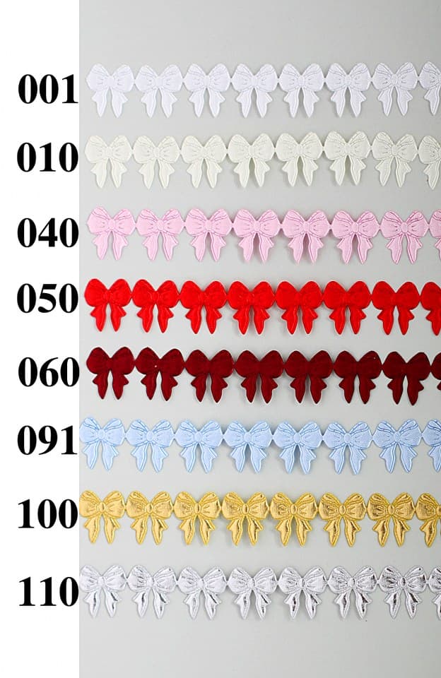 Aplikacje kokardka ażurowa 15x20mm/1mb, biała