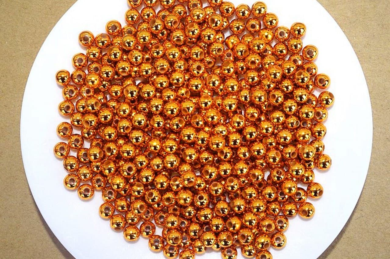 Perełki metalizowane, śr. 8mm/50g, pomarańczowe