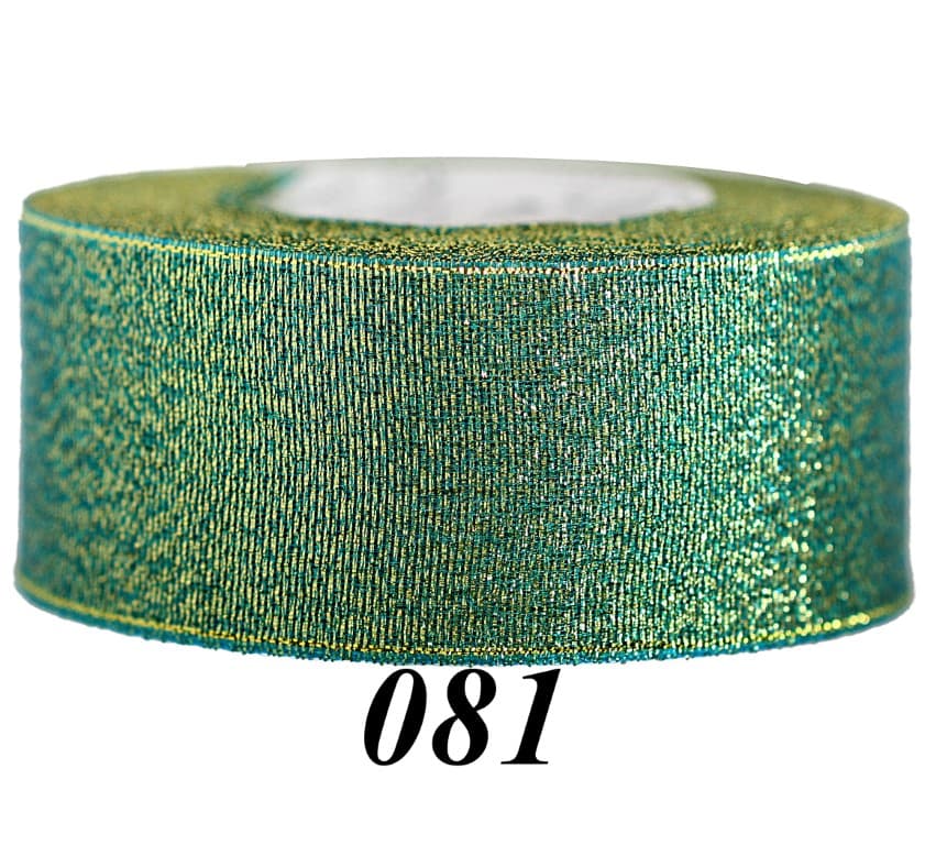 Wstążka brokatowa 38mm/22mb, zielona